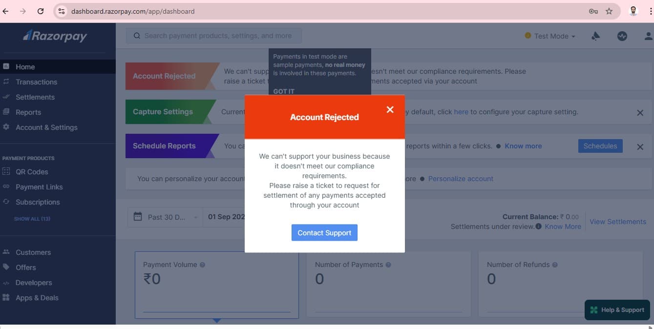 Payment Gateway Rejection
